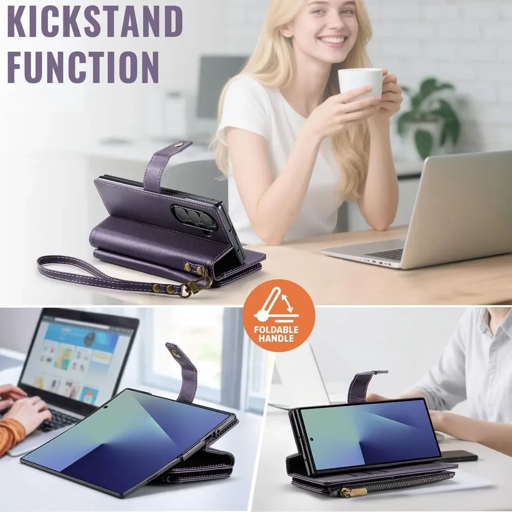 Galaxy Z Fold 7 Wallet Case with Card Holder, Purple, 20F-207PH007